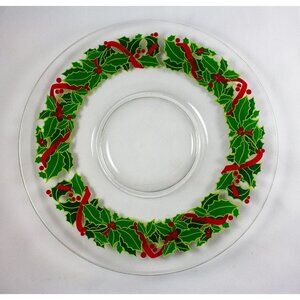Avon Holiday Hostess Collection Christmas Platter 11" Holly Berry 1981